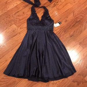 Adrianna Papell navy ruffled halter dress NWT 6